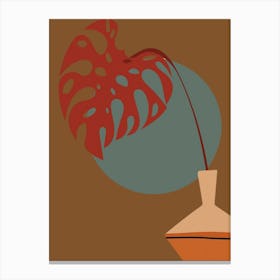 Vase With A Red Leaf Canvas Print