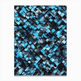 Abstract Blue And Black Squares Canvas Print