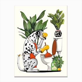 Dalmatain Unblocking Toilet Canvas Print