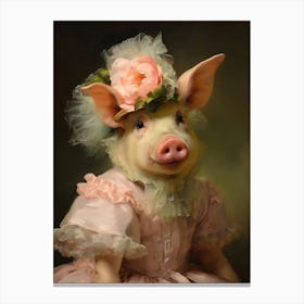 Vintage Pig Portrait, Victorian Animal Portrait, Dressed Animal Prints, Farm Animal Art, Renaissance Animal Painting, Vintage Inspired Art Canvas Print