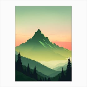 Misty Mountains Vertical Composition In Green Tone 73 Canvas Print