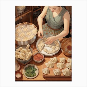 Dumpling Making Chinese New Year 3 Canvas Print