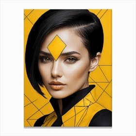 Pop Art Woman Portrait Abstract Geometric Art (11) Canvas Print