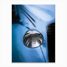 Blue Classic Car Headlamp Canvas Print