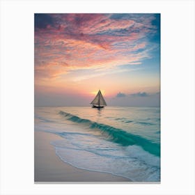 Sailboat At Sunset 3 Canvas Print