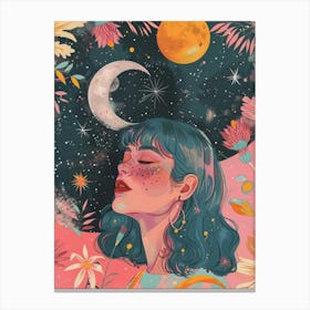 Girl sky star univers Canvas Print