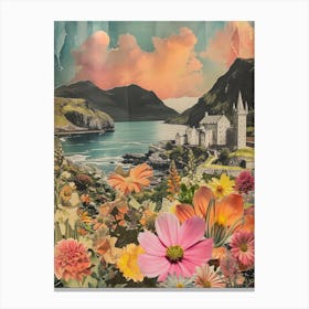 Ireland   Floral Retro Collage Style 3 Canvas Print