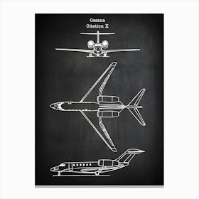 X Citation 200 Aircraft Airplane Blueprint Aviation Gifts Aviation Blueprint Airplane Print Plane Airplane Gift Va2001 Canvas Print