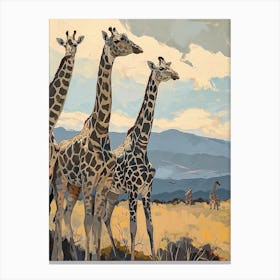 Giraffes Looking Into The Distance 4 Canvas Print