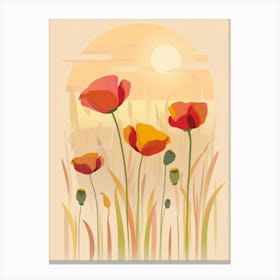 Poppies At Sunset Canvas Print