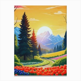 Landscape With Flowers 2 Canvas Print