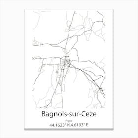 Bagnols Sur Ceze,France Minimalist Map Canvas Print