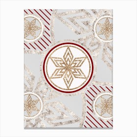 Geometric Abstract Glyph in Festive Gold Silver and Red n.0012 Canvas Print