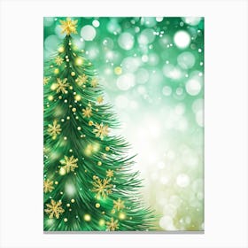 An Evergreen Christmas Tree Decorating Scene Backdrop Gracefully Adorned With Glitters Of Gold Spar (1) Canvas Print