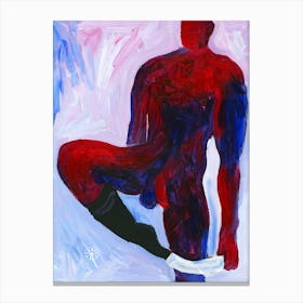 Red Blue Undresser - male nude homoerotic gay art man naked Anton Maliar vertical hand painted Canvas Print