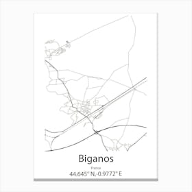 Biganos,France Minimalist Map Canvas Print