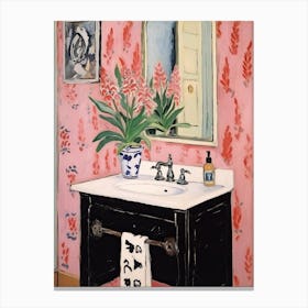 Bathroom Vanity Painting With A Foxglove Bouquet 2 Canvas Print