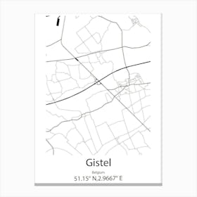 Gistel,Belgium Minimalist Map Canvas Print