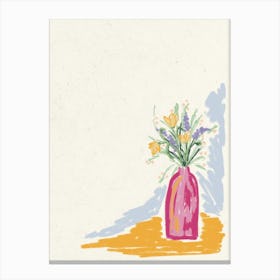 Vintage Pink Gold Flowers In A Vase Canvas Print