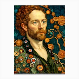 Artistic Symphony Bearded Man By Klimt And Van Gogh Canvas Print