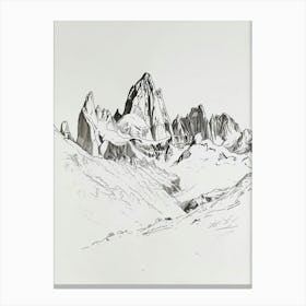 Cerro Fitz Roy Argentina Line Drawing 1 Canvas Print