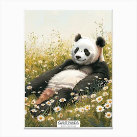 Giant Panda Resting In A Field Of Daisies Poster 4 Canvas Print