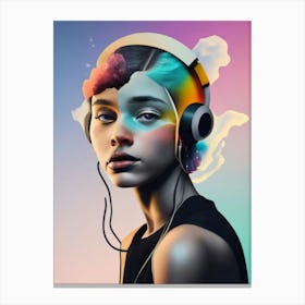 Girl With Headphones 15 Canvas Print