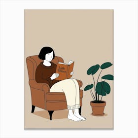 Woman Reading A Book 4 Canvas Print