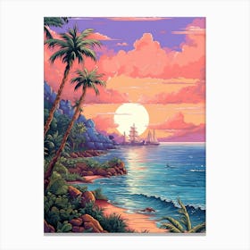 Seascape Pixel Art 2 Canvas Print