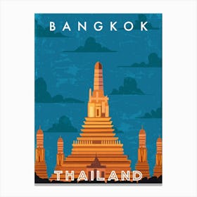 Bangkok, Thailand — Retro travel minimalist poster 1 Canvas Print