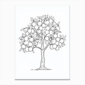 Peach Tree Minimalistic Drawing 4 Canvas Print