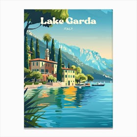 Lake Garda Italy Vibrant Art Illustration Canvas Print