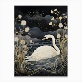 Swan 1 Gold Detail Painting Canvas Print