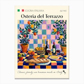 Osteria Del Terrazzo Trattoria Italian Poster Food Kitchen Canvas Print