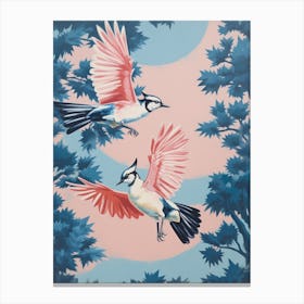 Vintage Japanese Inspired Bird Print Blue Jay 4 Canvas Print