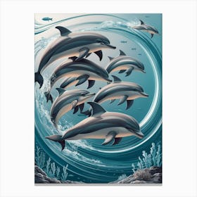 Dolphins In The Ocean 1 Canvas Print