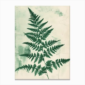 Green Ink Painting Of A Golden Leather Fern 1 Canvas Print