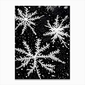 Stellar Dendrites, Snowflakes, Black & White 2 Canvas Print