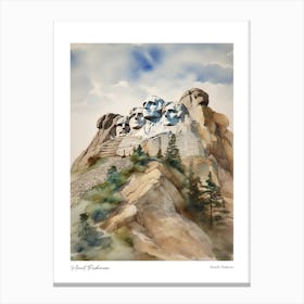 Mount Rushmore 1 Watercolour Travel Poster Canvas Print