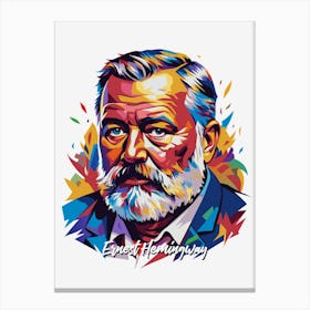 Ernest Hemingway 02 Portrait WPAP Pop Art Canvas Print