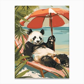 Giant Panda Relaxing In A Hot Spring Storybook Illustration 2 Canvas Print
