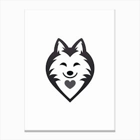 Smiling Grey Husky Heart Canvas Print