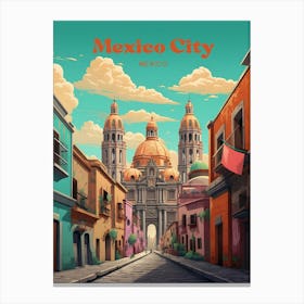 Mexico City Mexico Retro Modern Travel Illustration Canvas Print