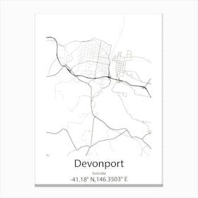 Devonport,Australia Minimalist Map Canvas Print