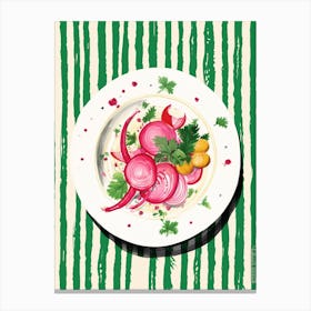 A Plate Of Bruschetta, Top View Food Illustration 1 Canvas Print
