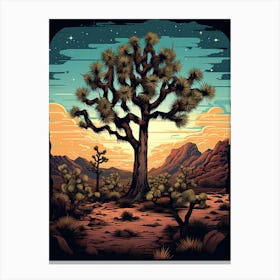  Retro Illustration Of A Joshua Tree With Starry Sky 2 Canvas Print