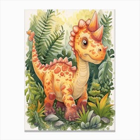 Pastel Watercolour Carnotaurus Dinosaur 2 Canvas Print