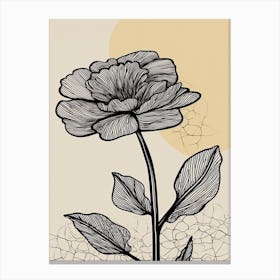 Line Art Marigold Flowers Illustration Neutral 5 Canvas Print