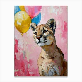 Cute Puma 3 With Balloon Canvas Print