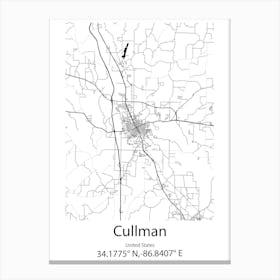 Cullman,United States Minimalist Map 1 Canvas Print